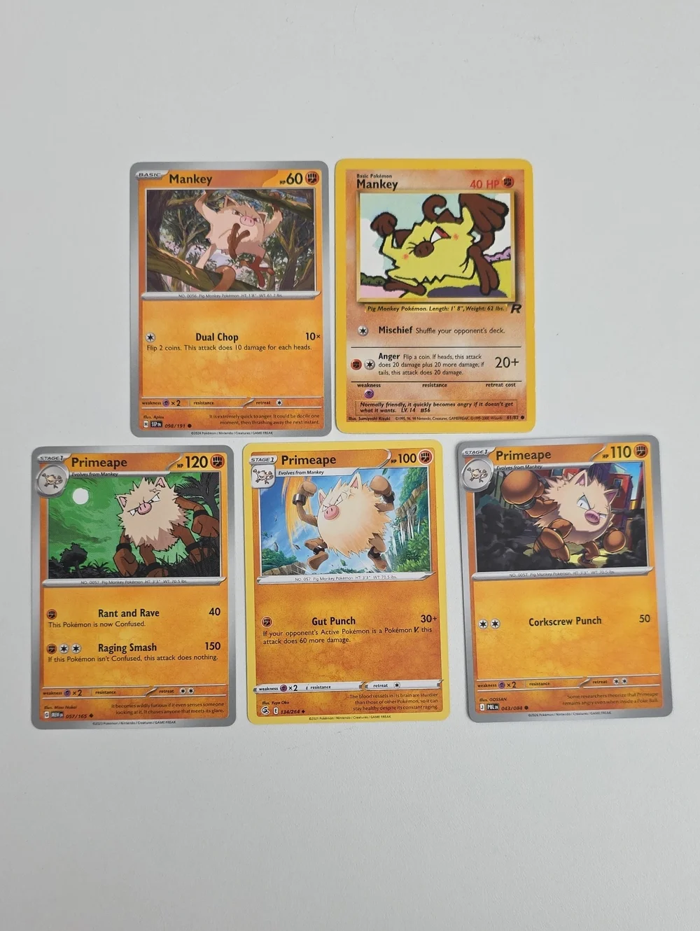 Pokemon Mankey And Primeape Trading Cards